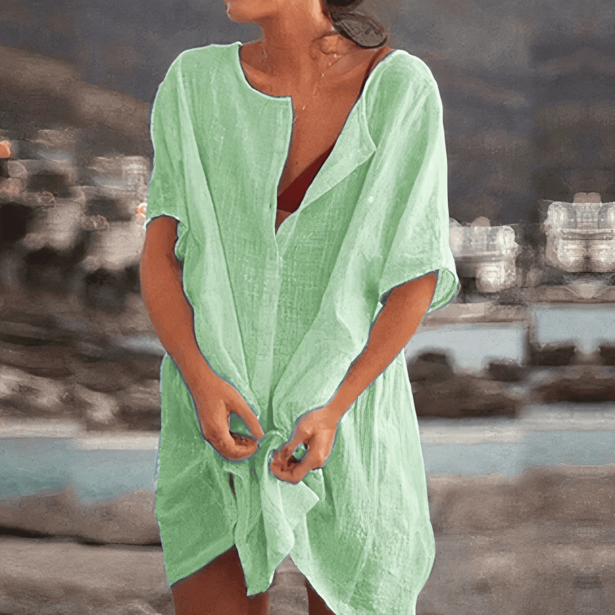 Vestido Camisero de Mujer de Playa - Tejido Transpirable