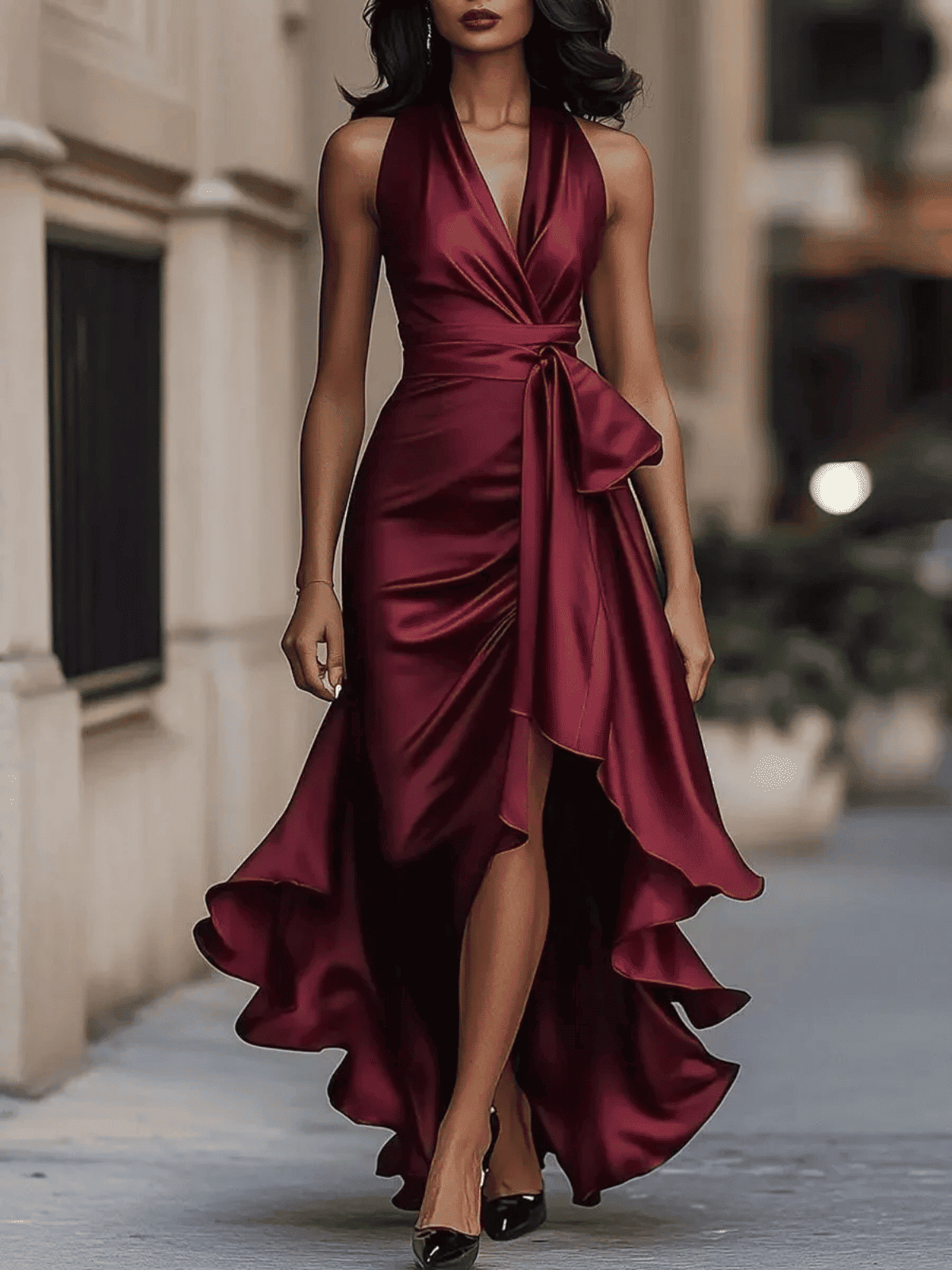 Vestido de Mujer Invitada de Boda Asimétrico - Maxi