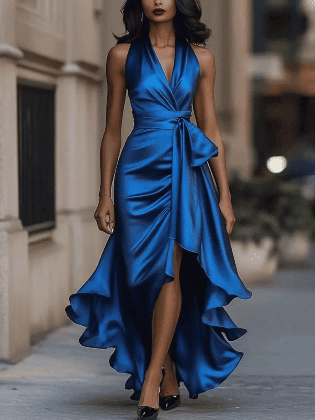 Vestido de Mujer Invitada de Boda Asimétrico - Maxi