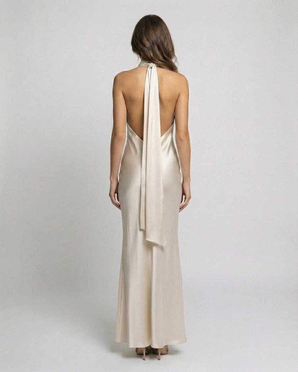 Vestido de Mujer Invitada de Boda con Cuello Alto - Maxi