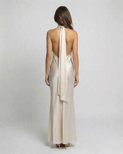 Vestido de Mujer Invitada de Boda con Cuello Alto - Maxi