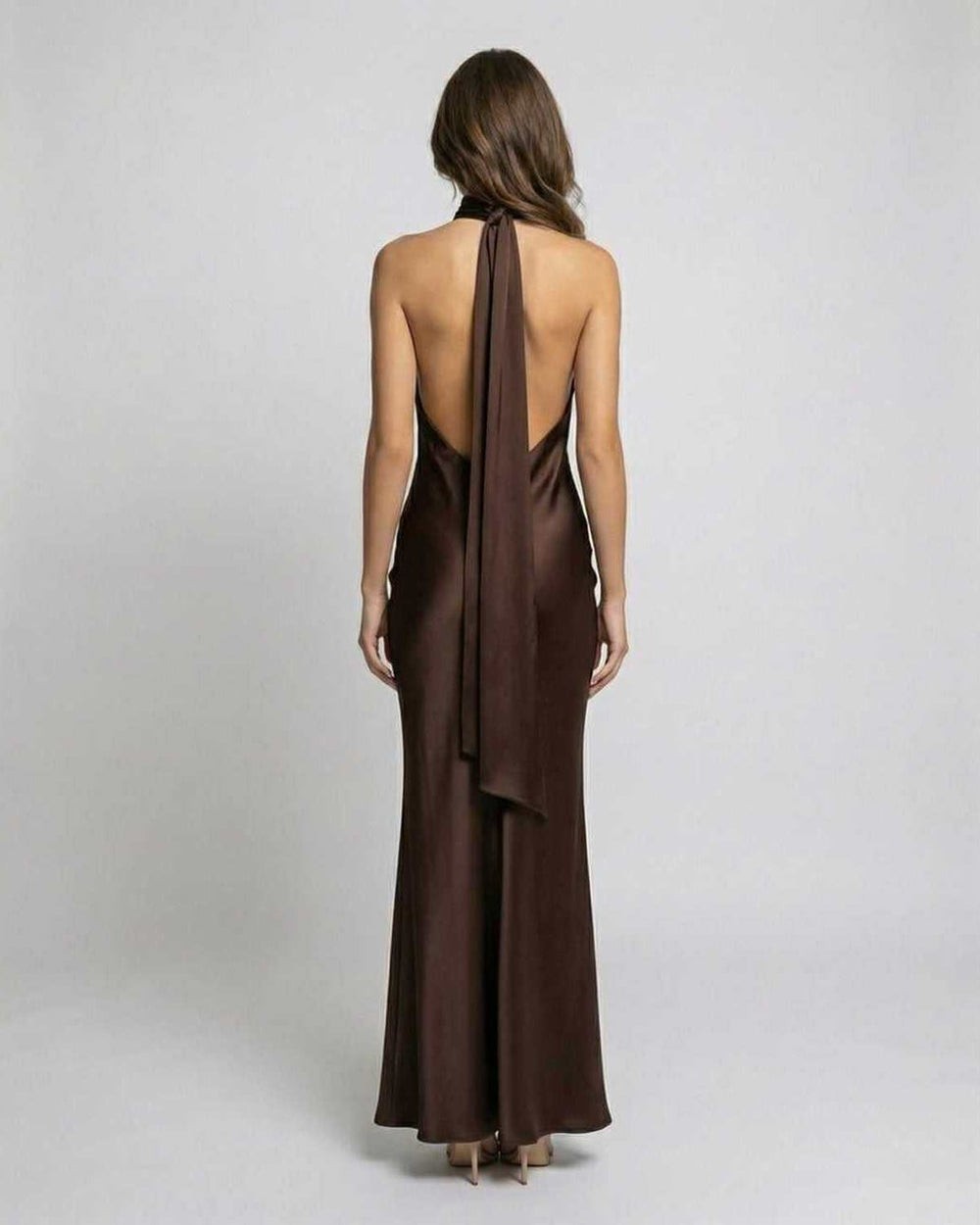 Vestido de Mujer Invitada de Boda con Cuello Halter - Maxi