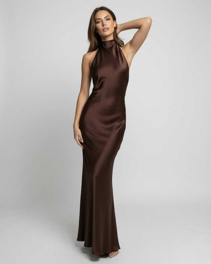 Vestido de Mujer Invitada de Boda con Cuello Halter - Maxi