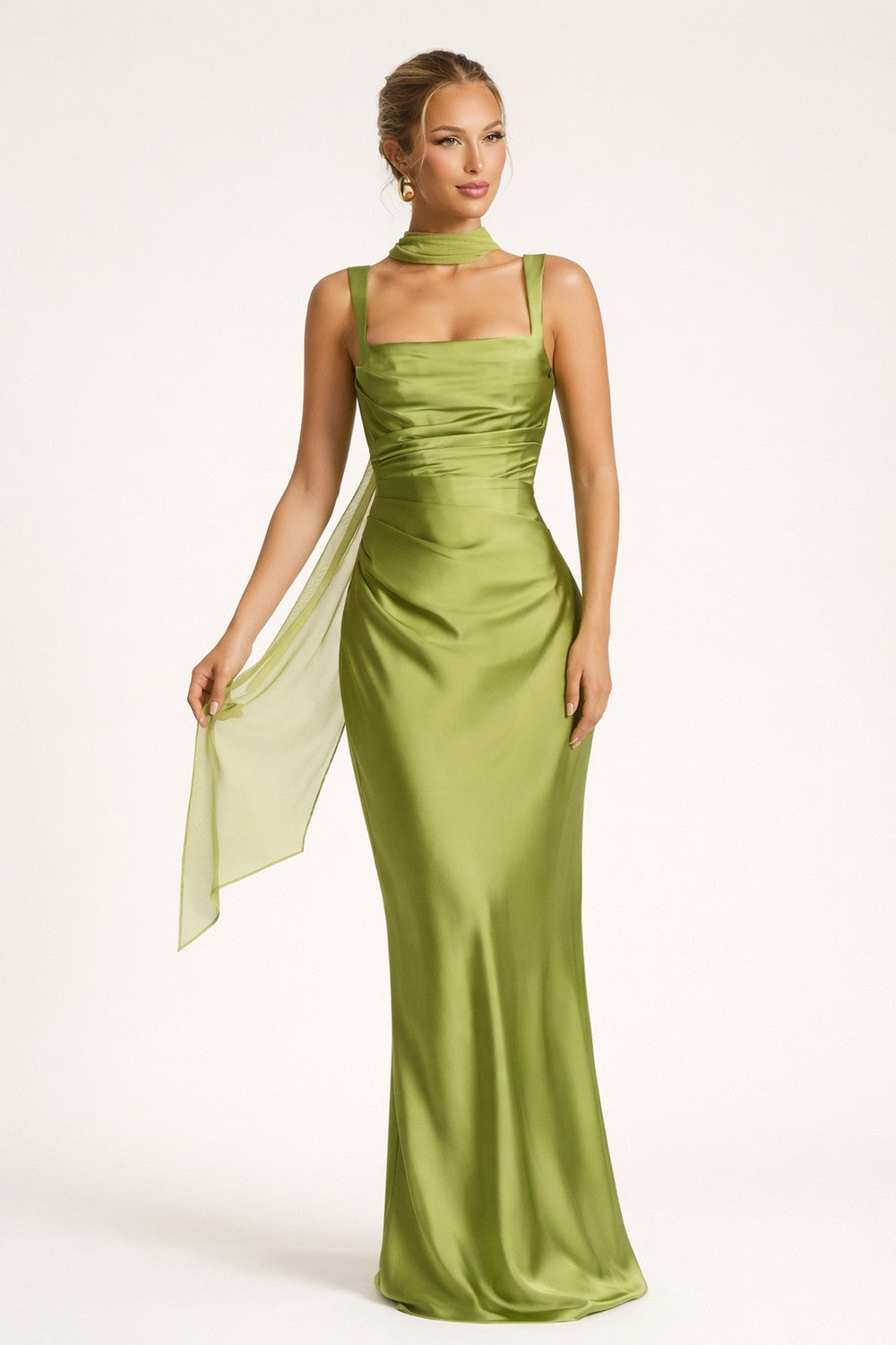 Vestido de Mujer Invitada de Boda con Escote Cuadrado - Maxi