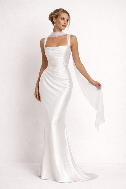 Vestido de Mujer Invitada de Boda con Escote Cuadrado - Maxi