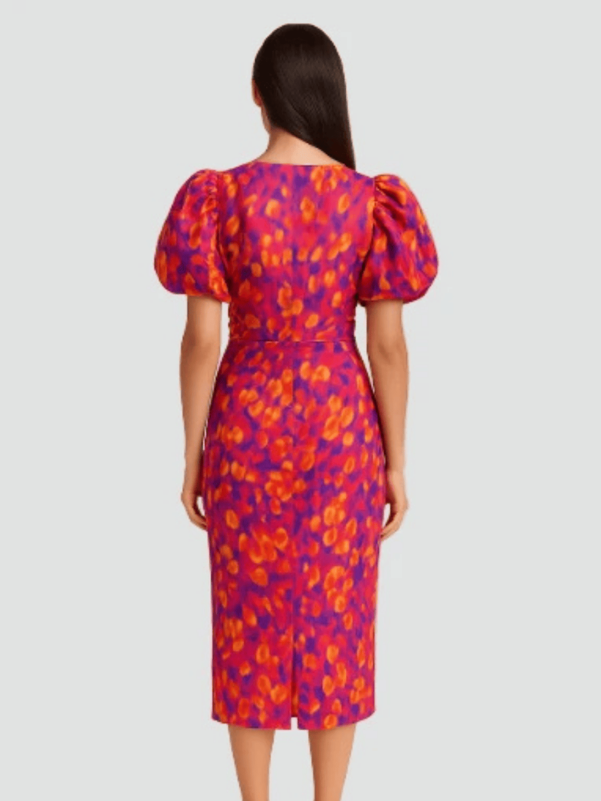 Vestido de Mujer Invitada de Boda con Mangas Abullonadas - Midi