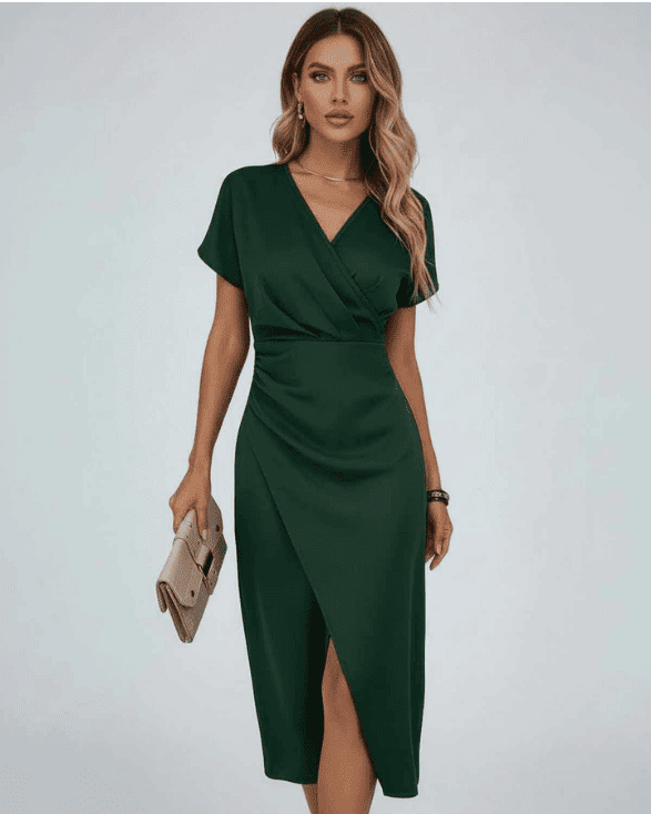 Vestido de Mujer para Invitada de Boda - Corte Cruzado Midi