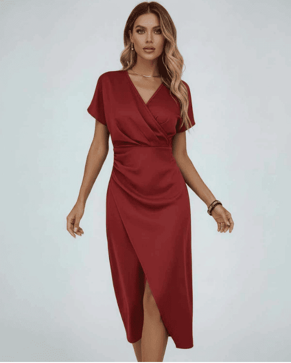 Vestido de Mujer para Invitada de Boda - Corte Cruzado Midi