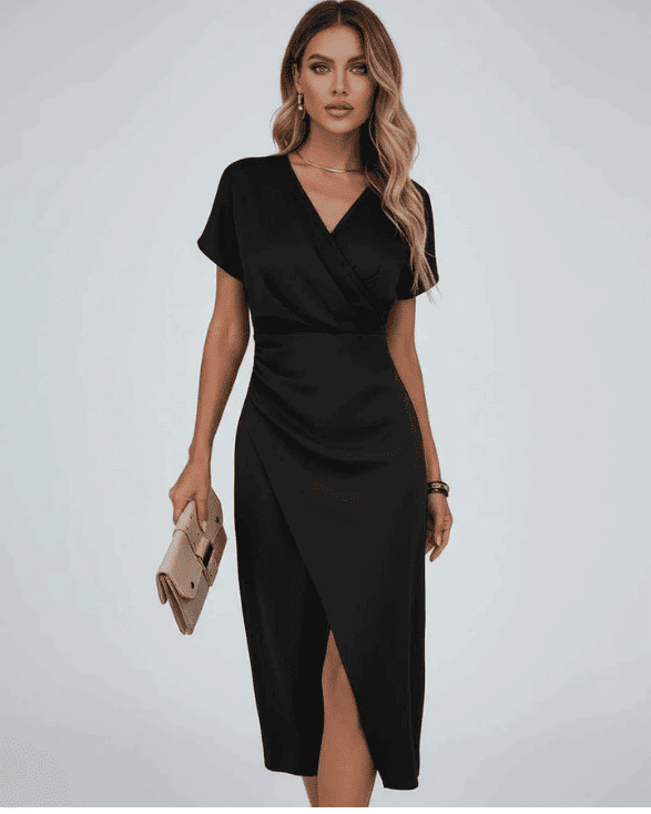 Vestido de Mujer para Invitada de Boda - Corte Cruzado Midi