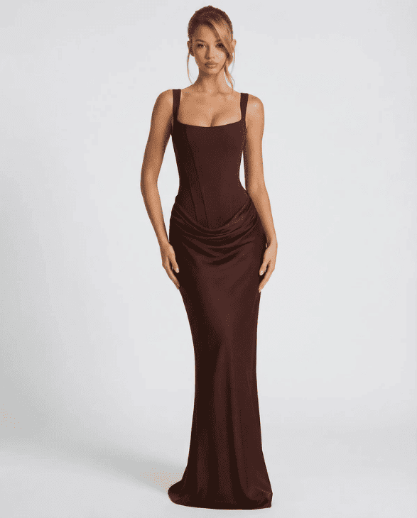 Vestido de Mujer para Invitada de Boda - Corte Sirena y Escote Cuadrado - Maxi