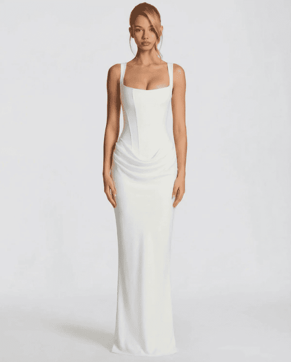 Vestido de Mujer para Invitada de Boda - Corte Sirena y Escote Cuadrado - Maxi