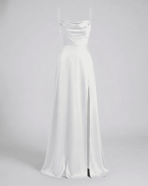 Vestido de Mujer para Invitada de Boda - Escote Drapeado y Abertura Lateral - Maxi