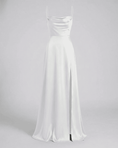 Vestido de Mujer para Invitada de Boda - Escote Drapeado y Abertura Lateral - Maxi