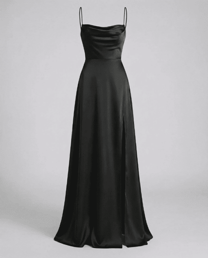 Vestido de Mujer para Invitada de Boda - Escote Drapeado y Abertura Lateral - Maxi