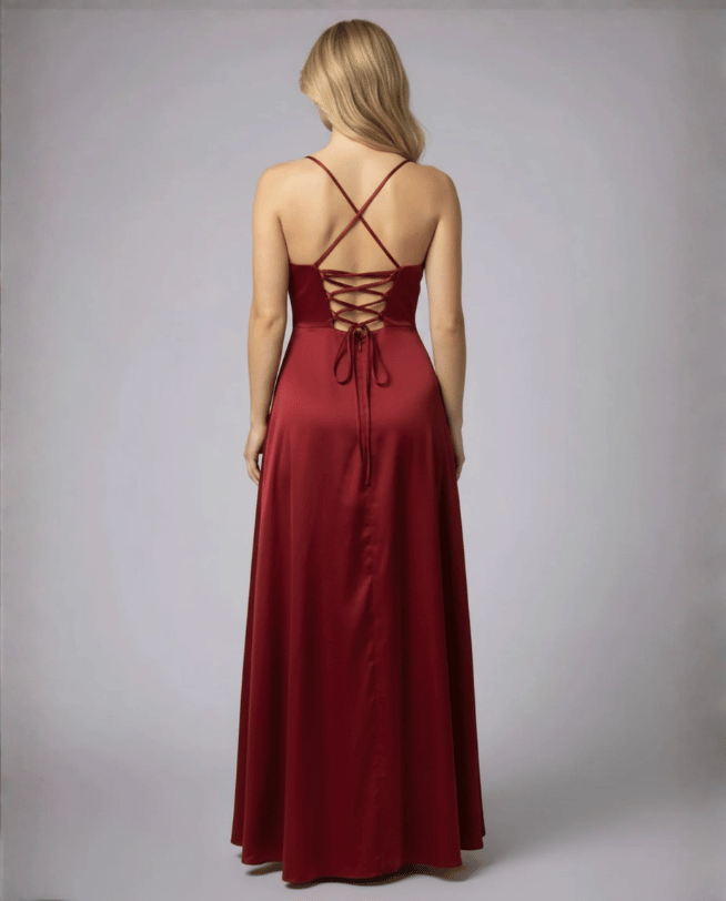 Vestido de Mujer para Invitada de Boda - Escote Drapeado y Abertura Lateral - Maxi
