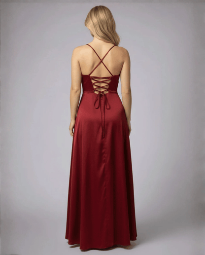 Vestido de Mujer para Invitada de Boda - Escote Drapeado y Abertura Lateral - Maxi
