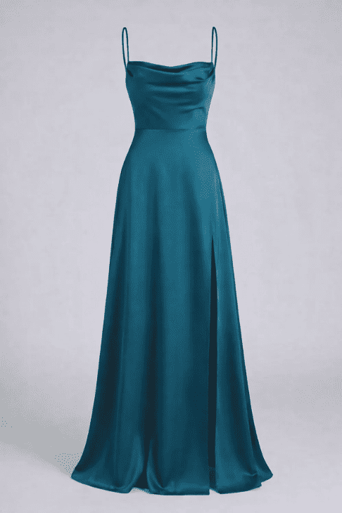 Vestido de Mujer para Invitada de Boda - Escote Drapeado y Abertura Lateral - Maxi