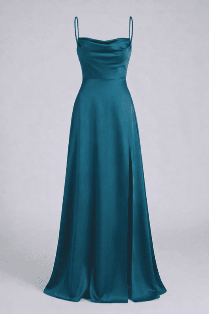 Vestido de Mujer para Invitada de Boda - Escote Drapeado y Abertura Lateral - Maxi