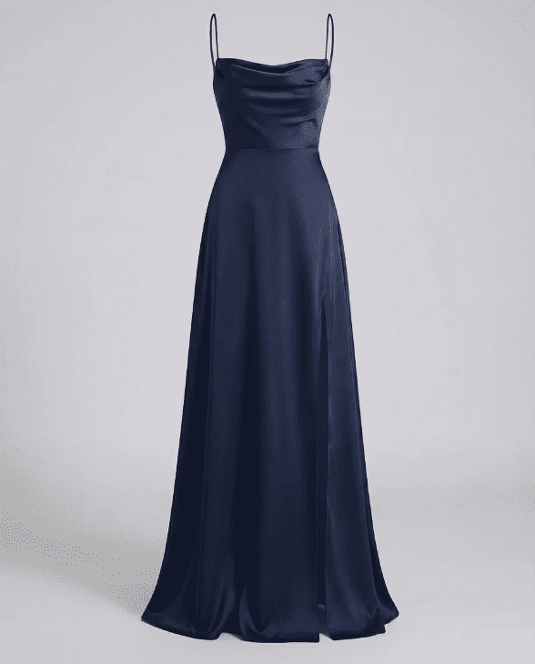 Vestido de Mujer para Invitada de Boda - Escote Drapeado y Abertura Lateral - Maxi