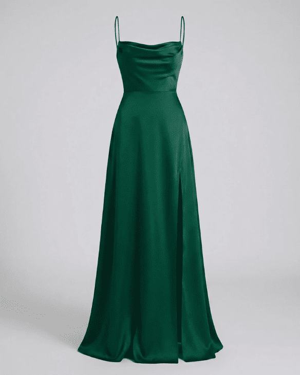 Vestido de Mujer para Invitada de Boda - Escote Drapeado y Abertura Lateral - Maxi