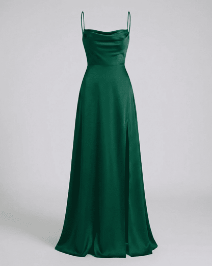 Vestido de Mujer para Invitada de Boda - Escote Drapeado y Abertura Lateral - Maxi