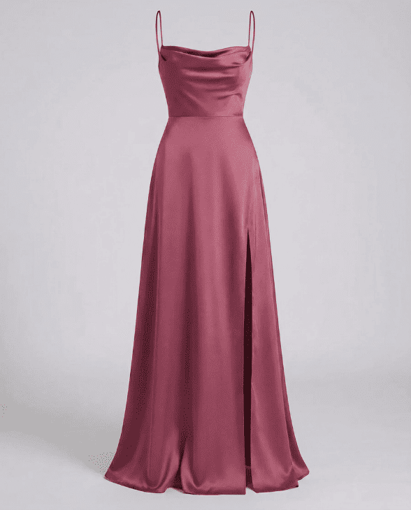 Vestido de Mujer para Invitada de Boda - Escote Drapeado y Abertura Lateral - Maxi