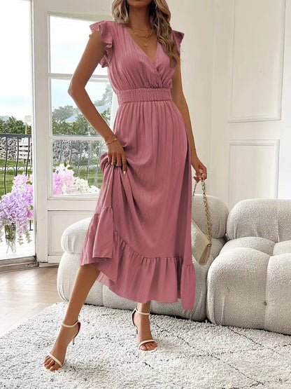 Vestido de Mujer Invitada de Boda con Escote Cruzado - Maxi