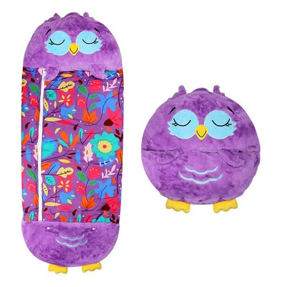 Almohada de peluche de personaje y saco de dormir