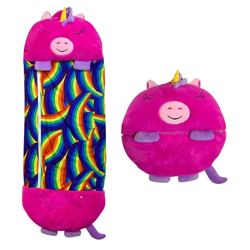 Almohada de peluche de personaje y saco de dormir