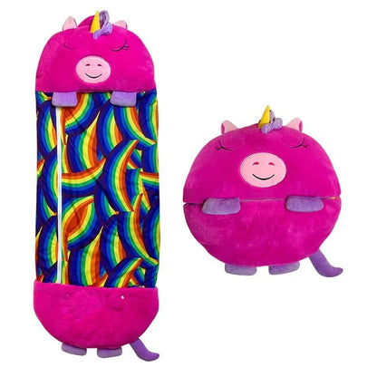 Almohada de peluche de personaje y saco de dormir