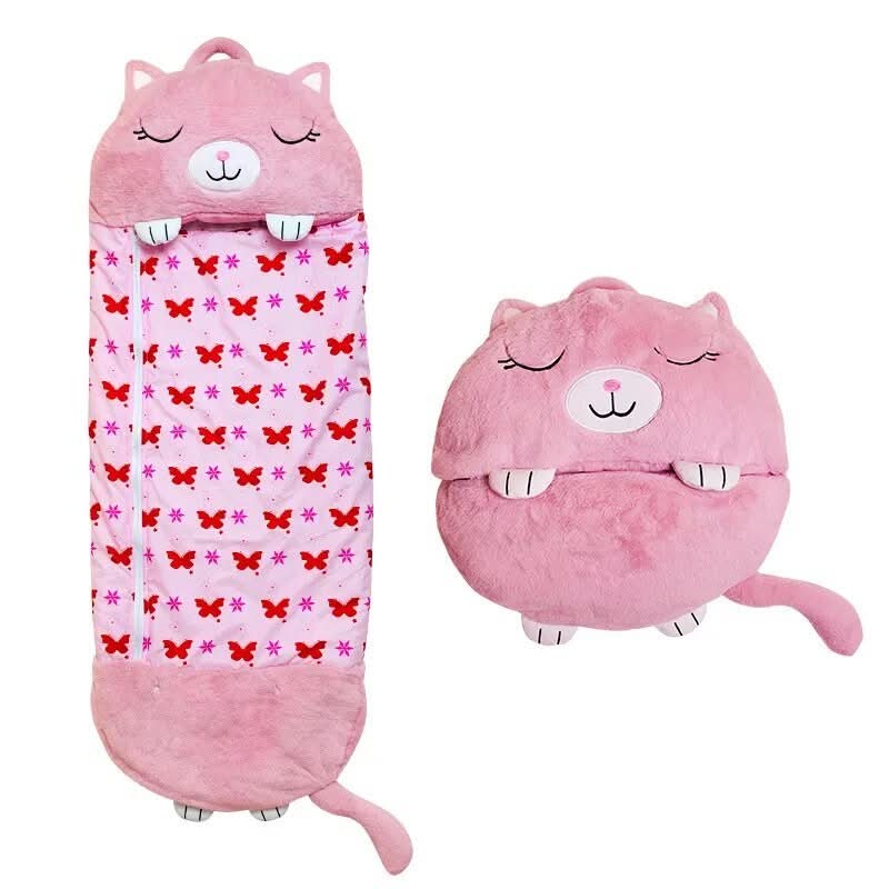 Almohada de peluche de personaje y saco de dormir