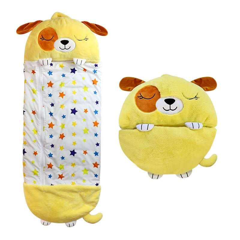Almohada de peluche de personaje y saco de dormir