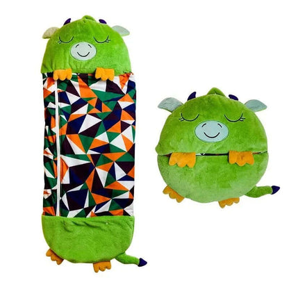 Almohada de peluche de personaje y saco de dormir