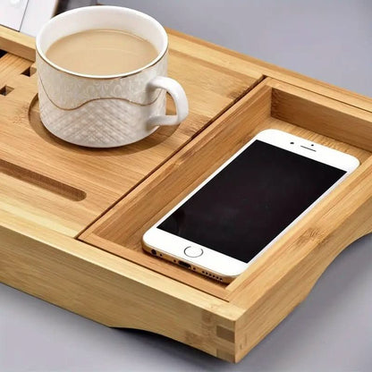 Bandeja de bañera de madera extensible