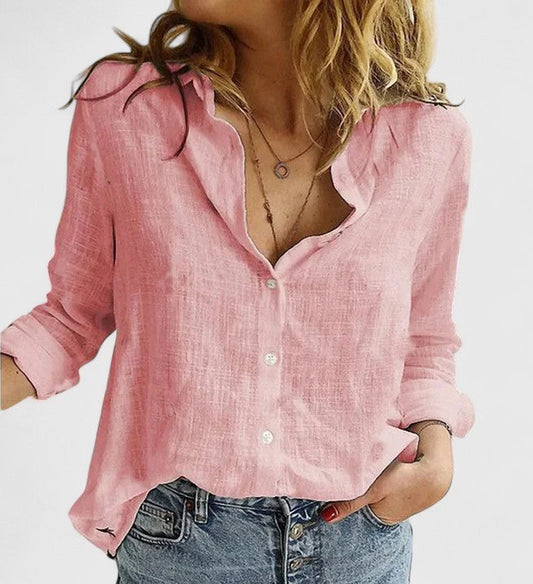 Blusa con botones para mujer con cuello en punta