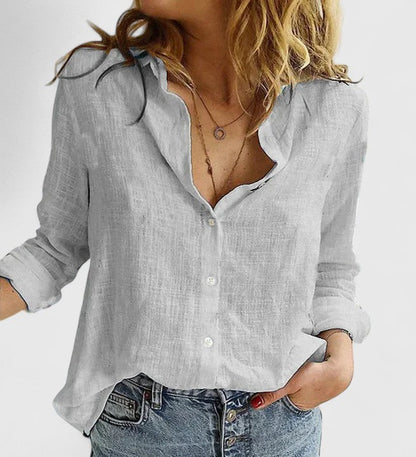 Blusa con botones para mujer con cuello en punta