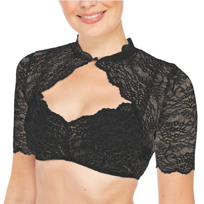Blusa crop-top para mujer con patrón floral de encaje