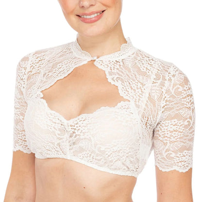 Blusa crop-top para mujer con patrón floral de encaje