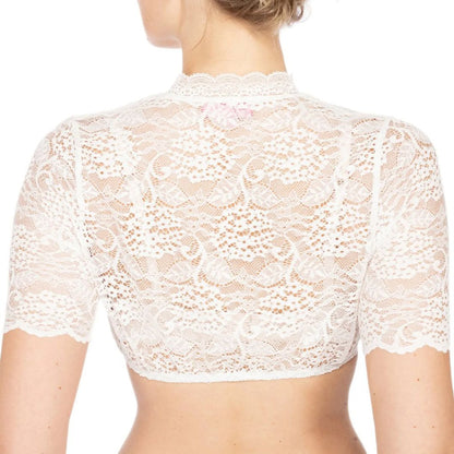 Blusa crop-top para mujer con patrón floral de encaje