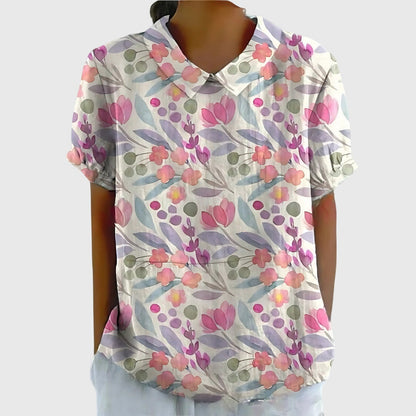 Blusa estampada de manga corta para mujer