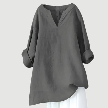 Blusa para mujer con escote en V abierto y cuello de banda