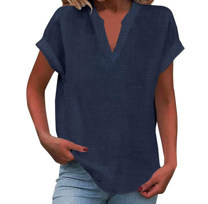 Blusa para mujer con escote en V y cuello mao abierto