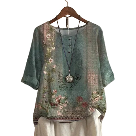 Blusa para mujer con escote redondo y estampado