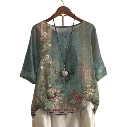 Blusa para mujer con escote redondo y estampado