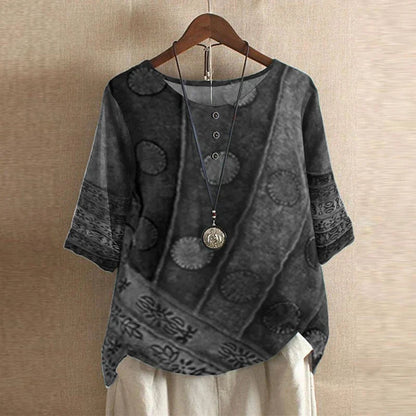 Blusa para mujer con escote redondo y estampado