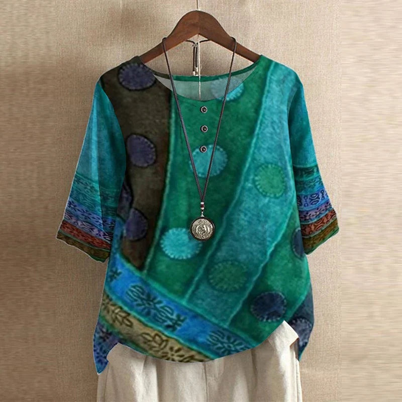 Blusa para mujer con escote redondo y estampado