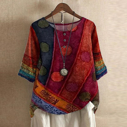 Blusa para mujer con escote redondo y estampado