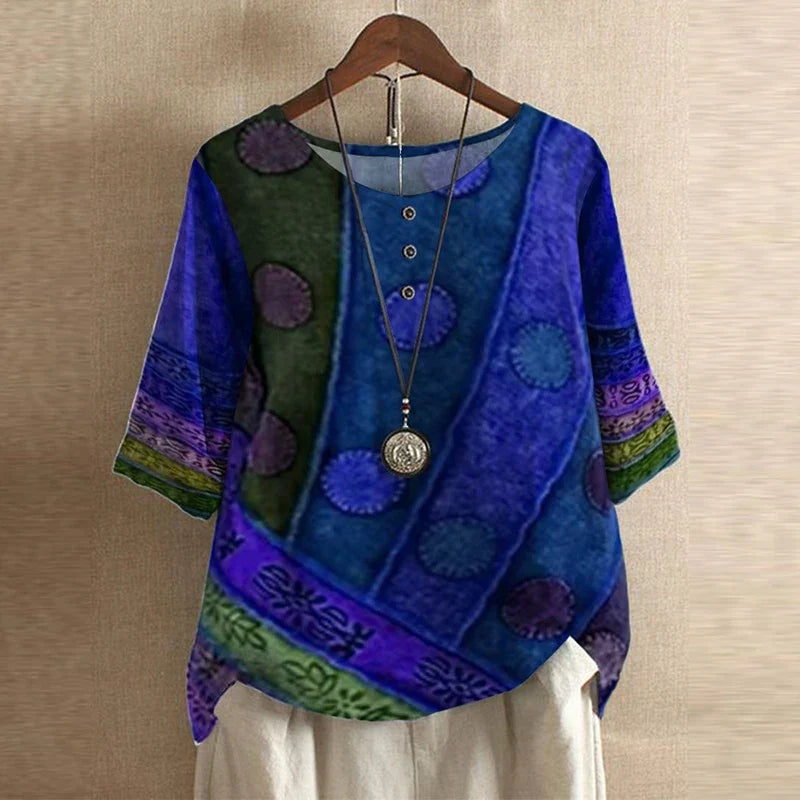Blusa para mujer con escote redondo y estampado