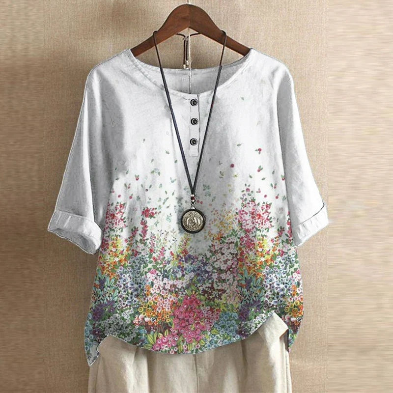 Blusa para mujer con escote redondo y estampado