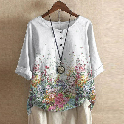 Blusa para mujer con escote redondo y estampado